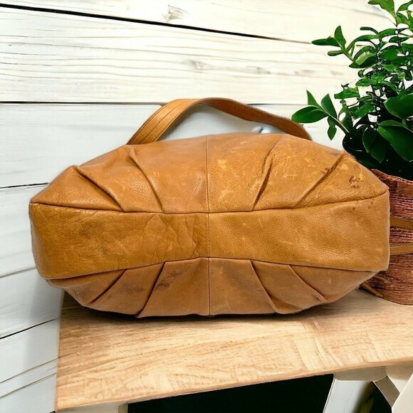 Margot Adelle Convertible Hobo Bag Light Brown Soft Genuine Leather 14"W x 12"H - Picture 9 of 12